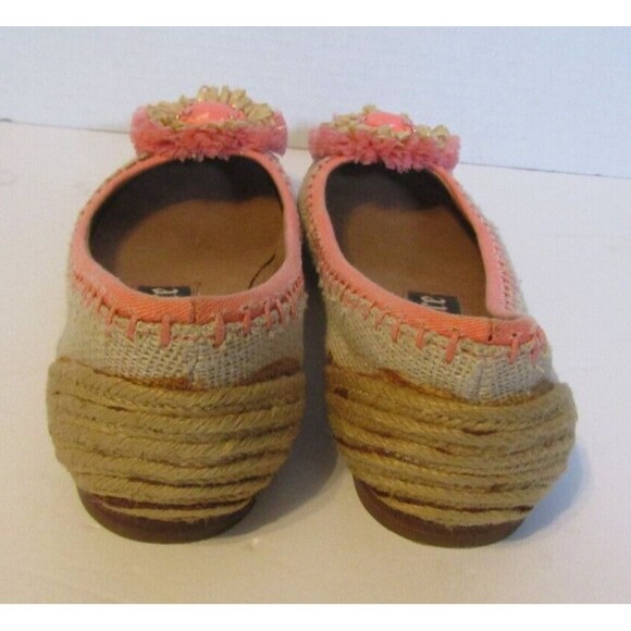 Juicy Couture Rayna Ballet Flats Y2K Straw Twill Floral Embellished Womens 6.5 M - Picture 5 of 9